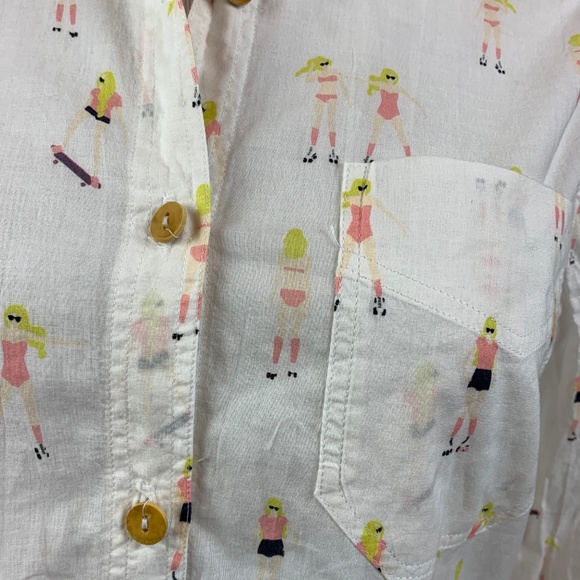 NEW Anthro white skate park button down shirt - Picture 4 of 7